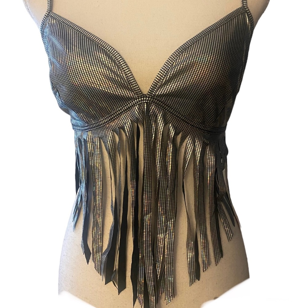 Metallic Fringe Halter Top Size LARGE